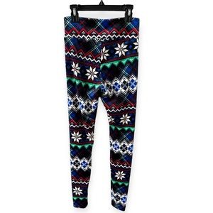 No Boundaries Snowflakes Christmas Cozy Leggings Women’s Size Small